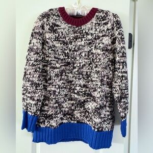 Chunky Marled J.Crew Sweater with Bright Cuffs and Collar